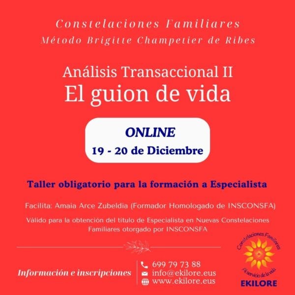 AT2. El guion de vida. ONLINE. Constelaciones Familiares